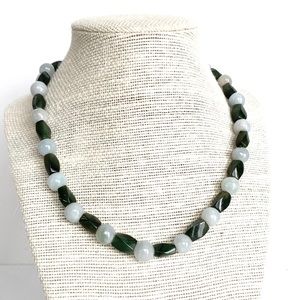 Vintage Jade and New Jade Beaded Necklace Handmade 16”